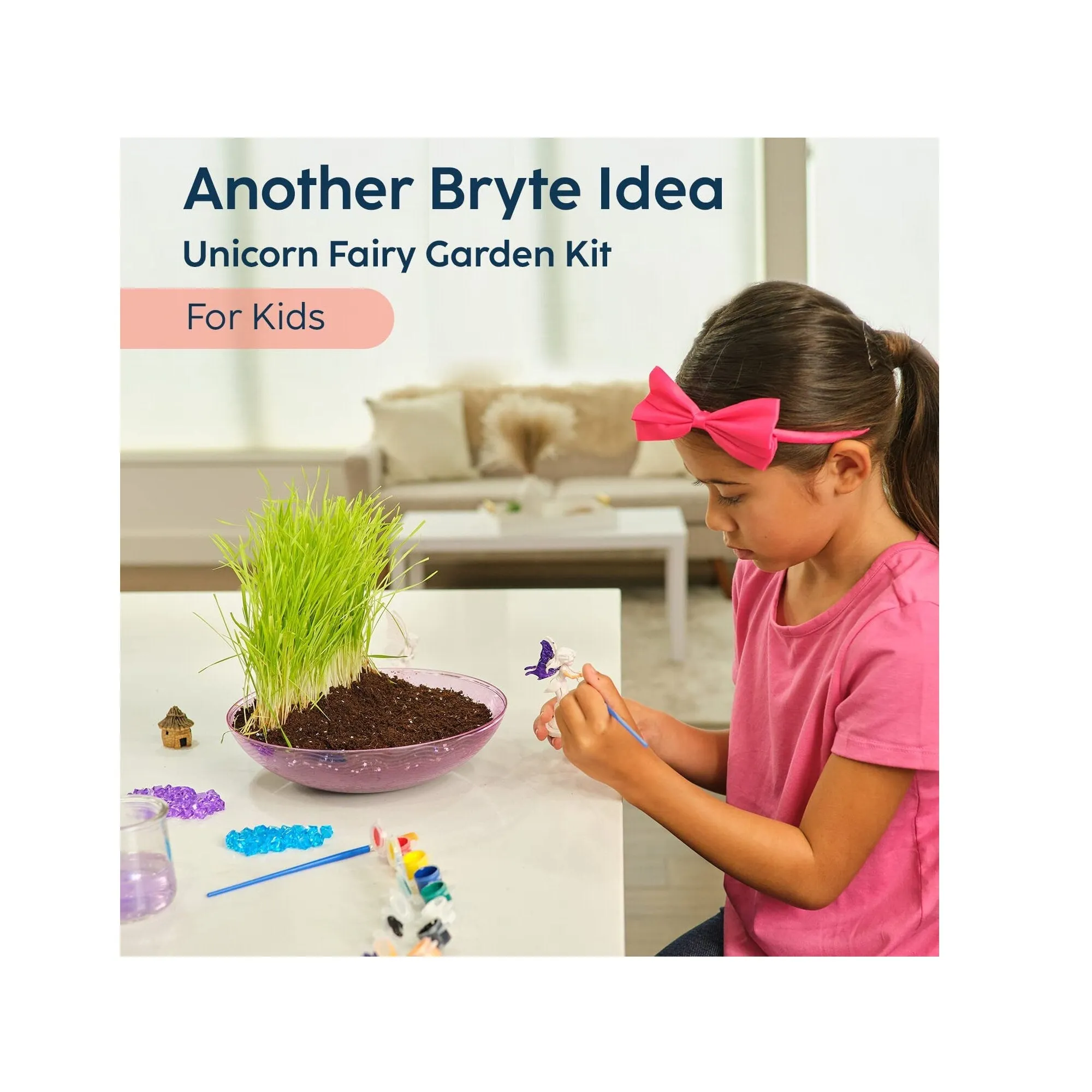 Bryte Fairy Garden Kit for Kids Unicorn | Fairies and Light-Up Fairy Lights | Paint | Plant and Grow Your Unicorn Fairy Garden