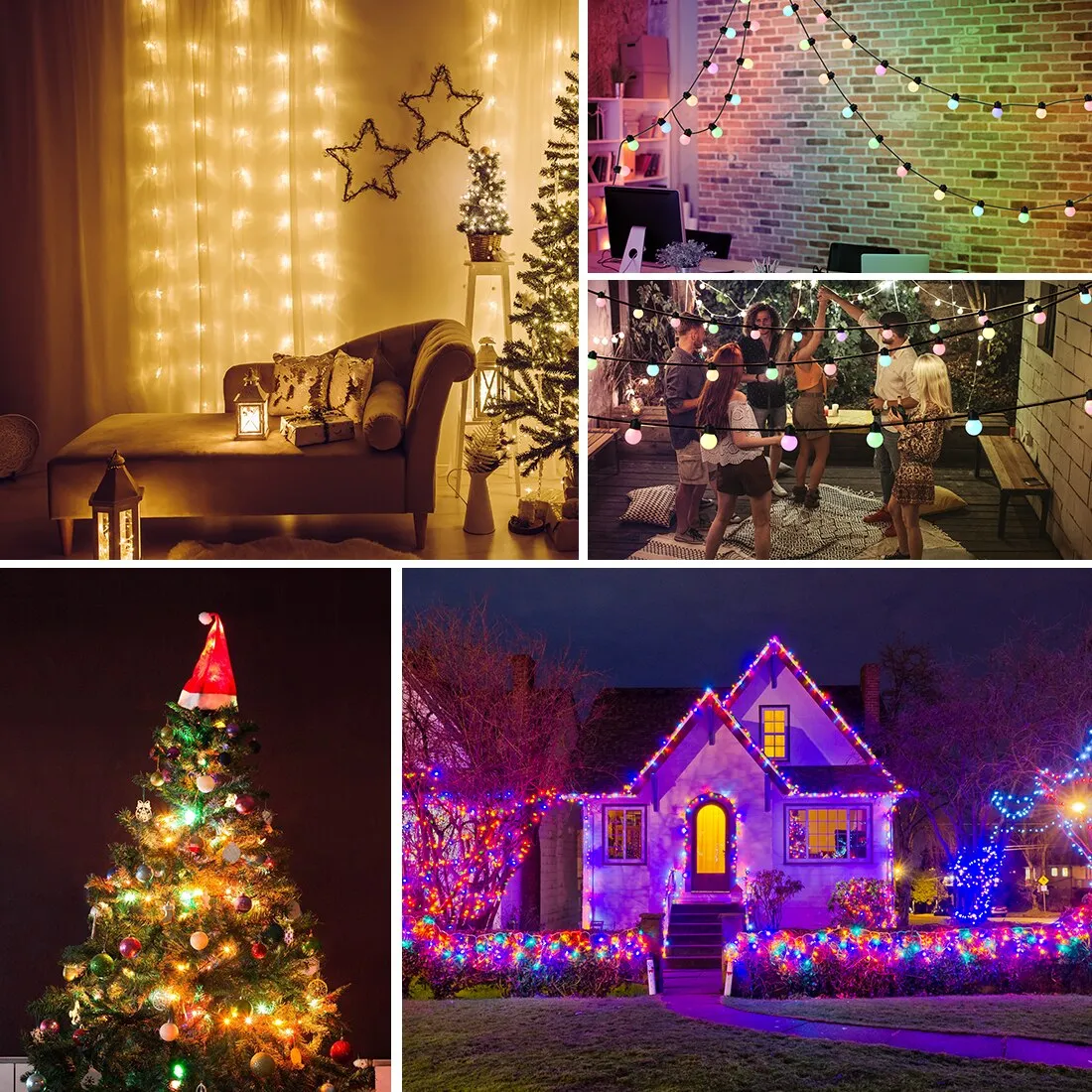 BTF Christmas Lights String 25 Bulbs Bluetooth Music APP Remote WS2812B Party Wedding 1.5m USB Cable Garden Backyard Decor