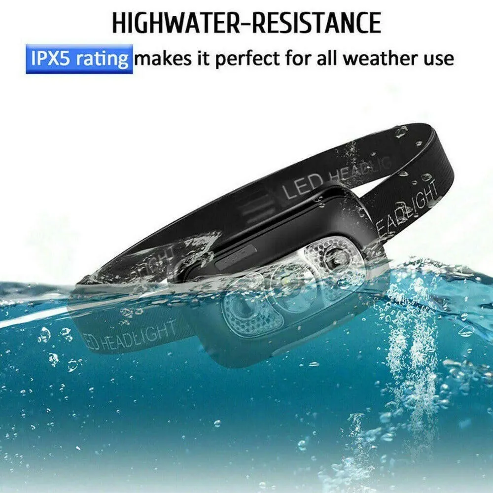 Camping Headlamp Rechargeable Water Proof USB LED Headlamp Motion Sensor Outdoor Waterproof Fishing Headlight for Hiking Camping