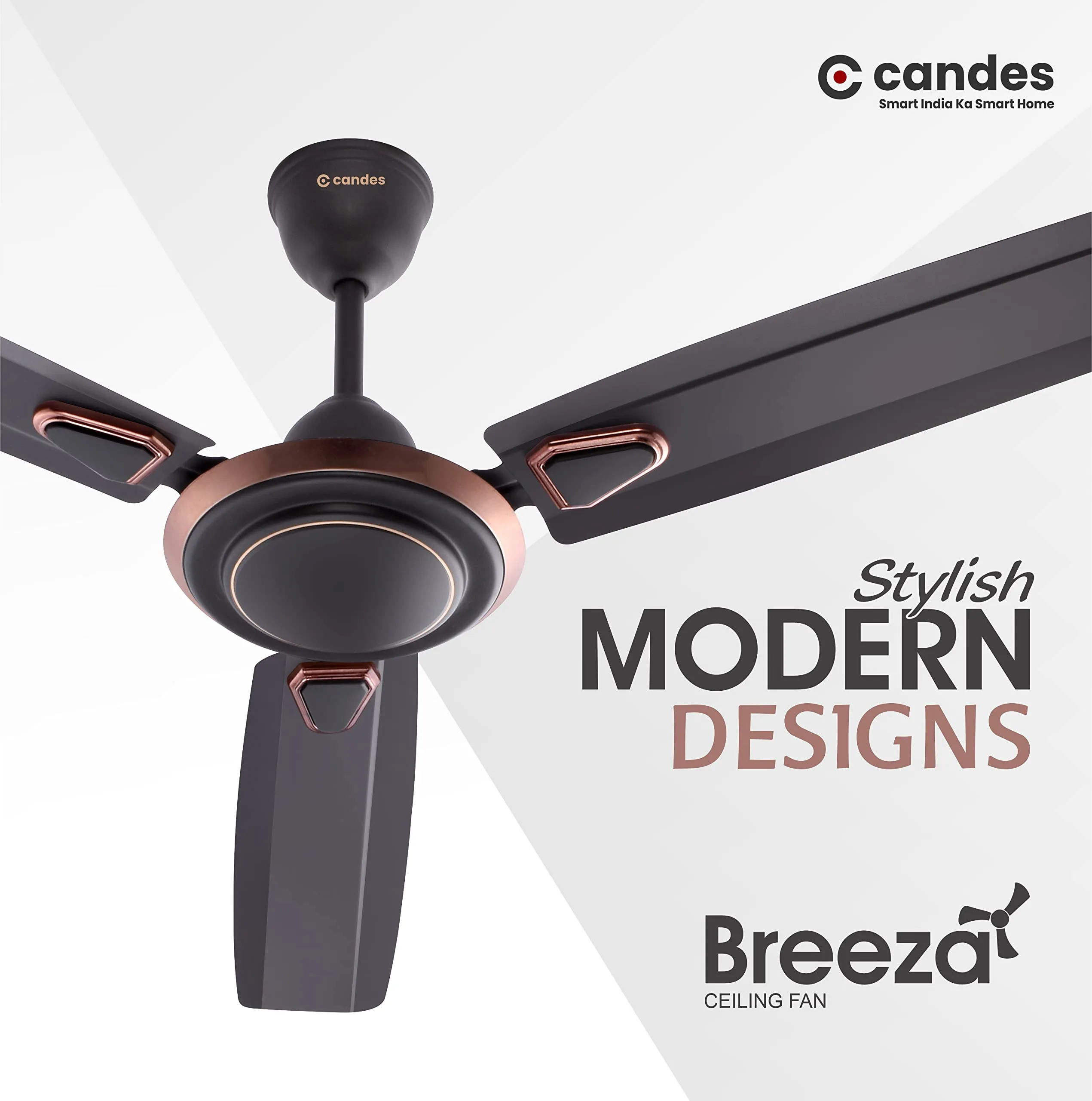 Candes Breeza 1200mm/48 inch High Speed Anti dust Decorative 3 Star Rated Ceiling Fan 405 RPM with 2 Yrs Warranty (Pack of 1,Coffee Brown) (Coffee Brown, Pack of 2)