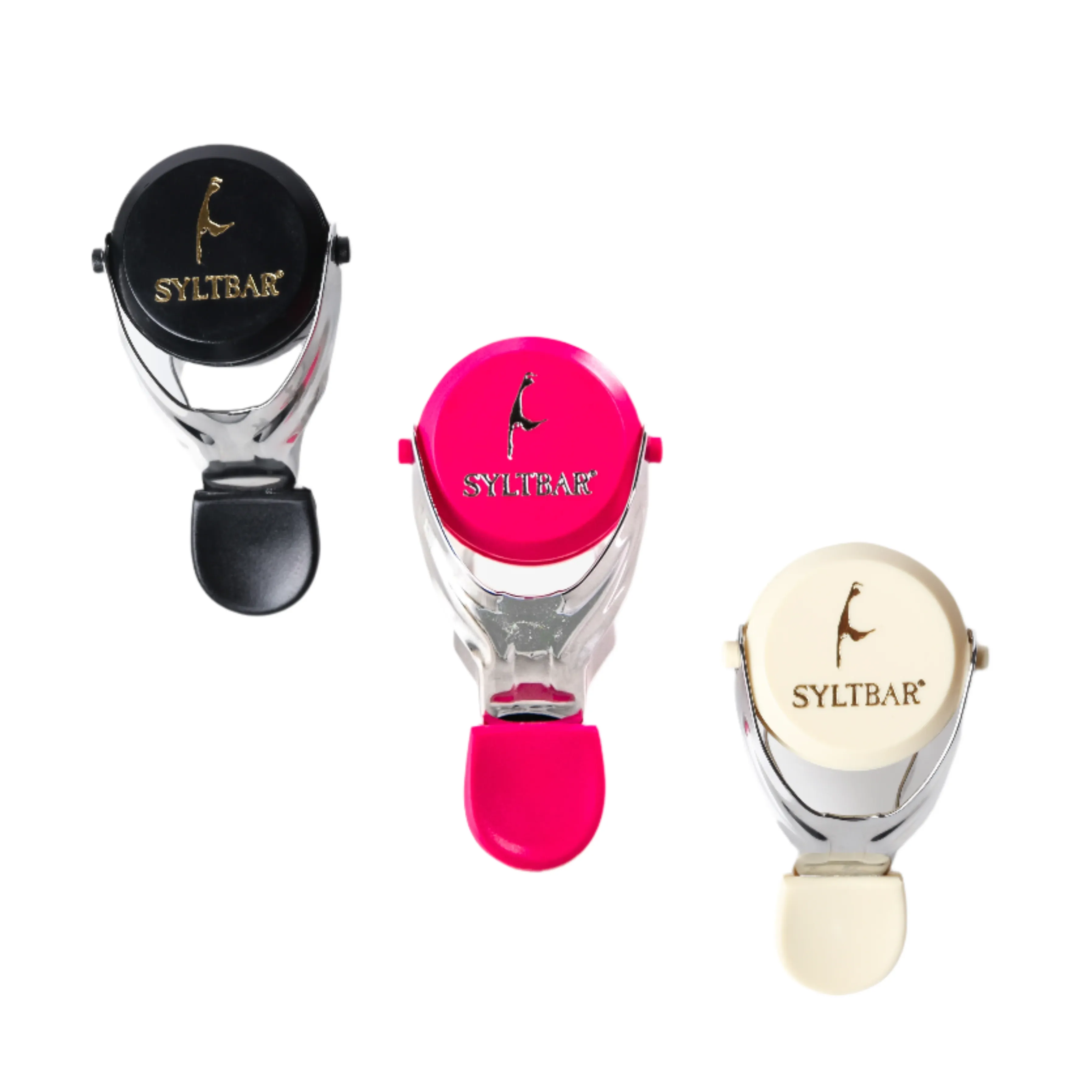 Champagne Bottle Stopper Trio - Gold/Pink/Black