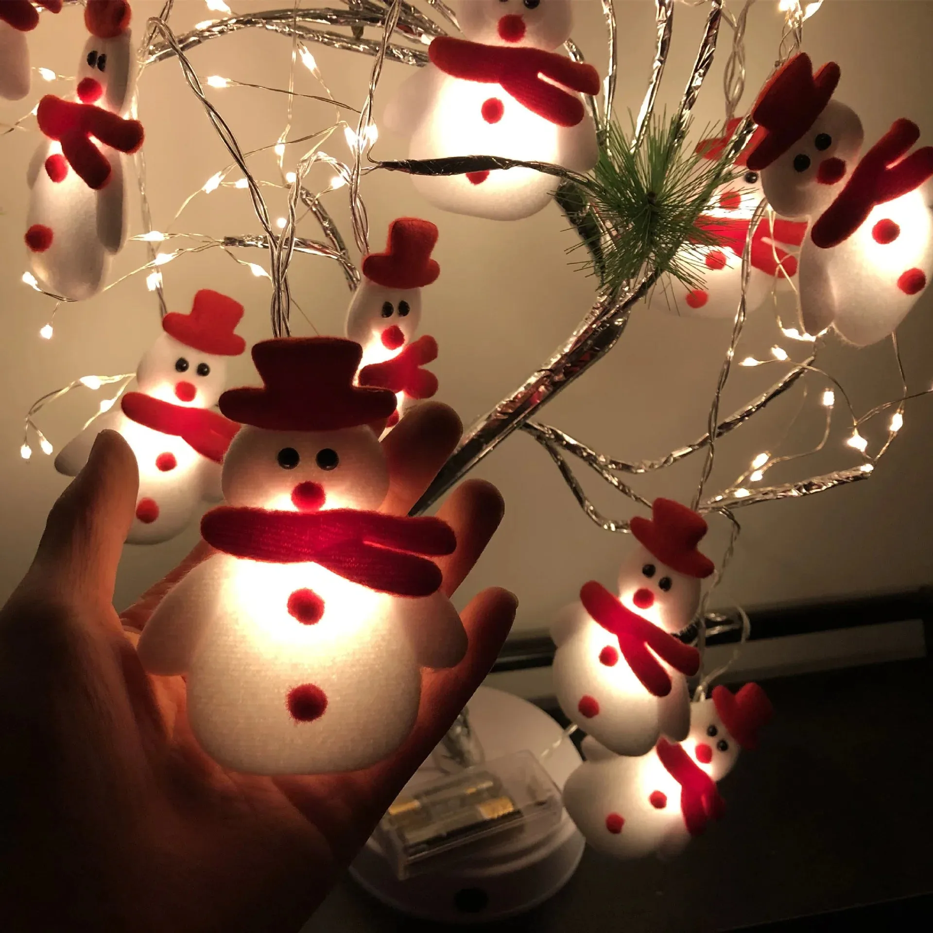 Christmas Snowman LED String Lights Garland – Warm White Fairy Lights for Home Decor