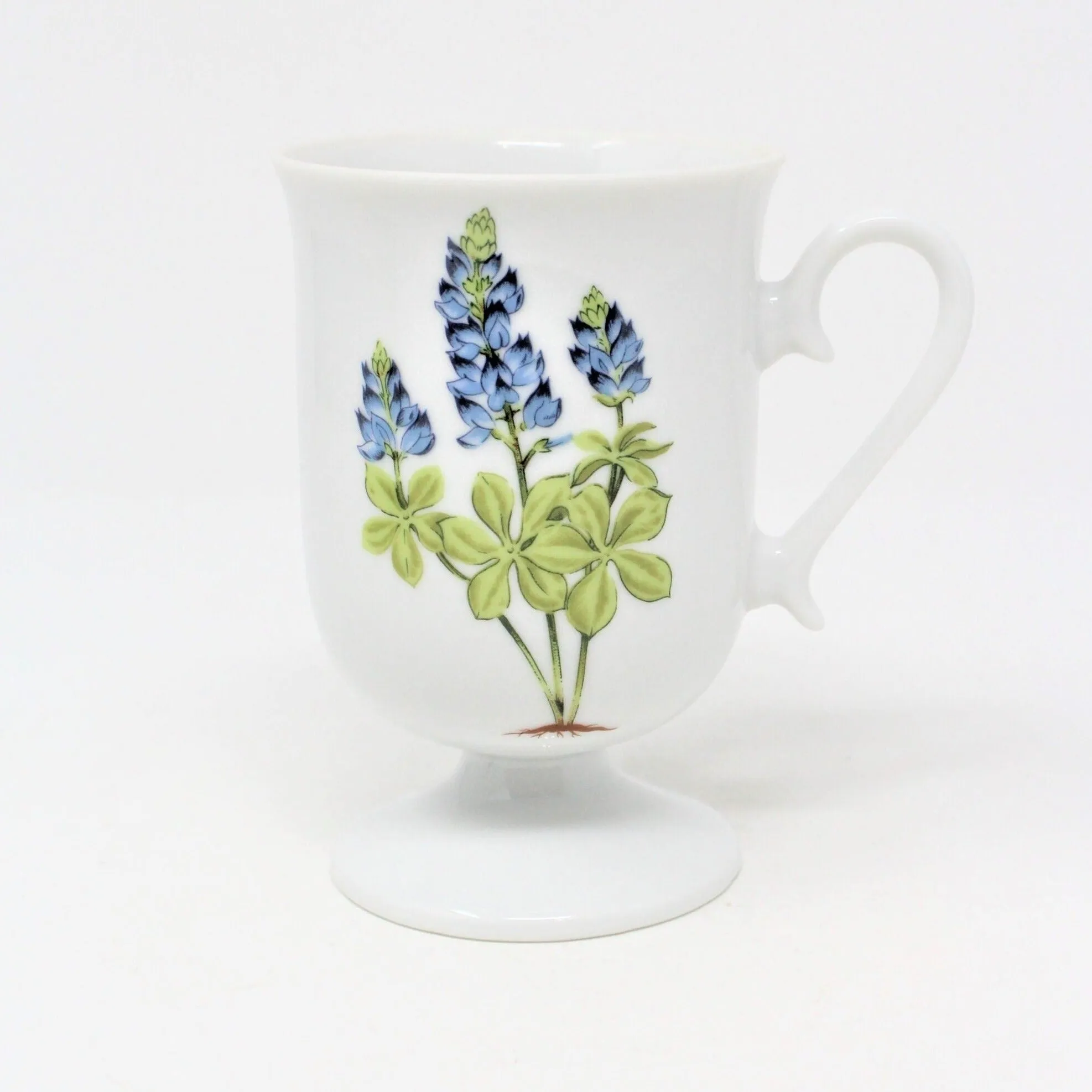 Coffee Cup, House of Prill, Bluebonnet, Pedestal, Set of 3, Vintage