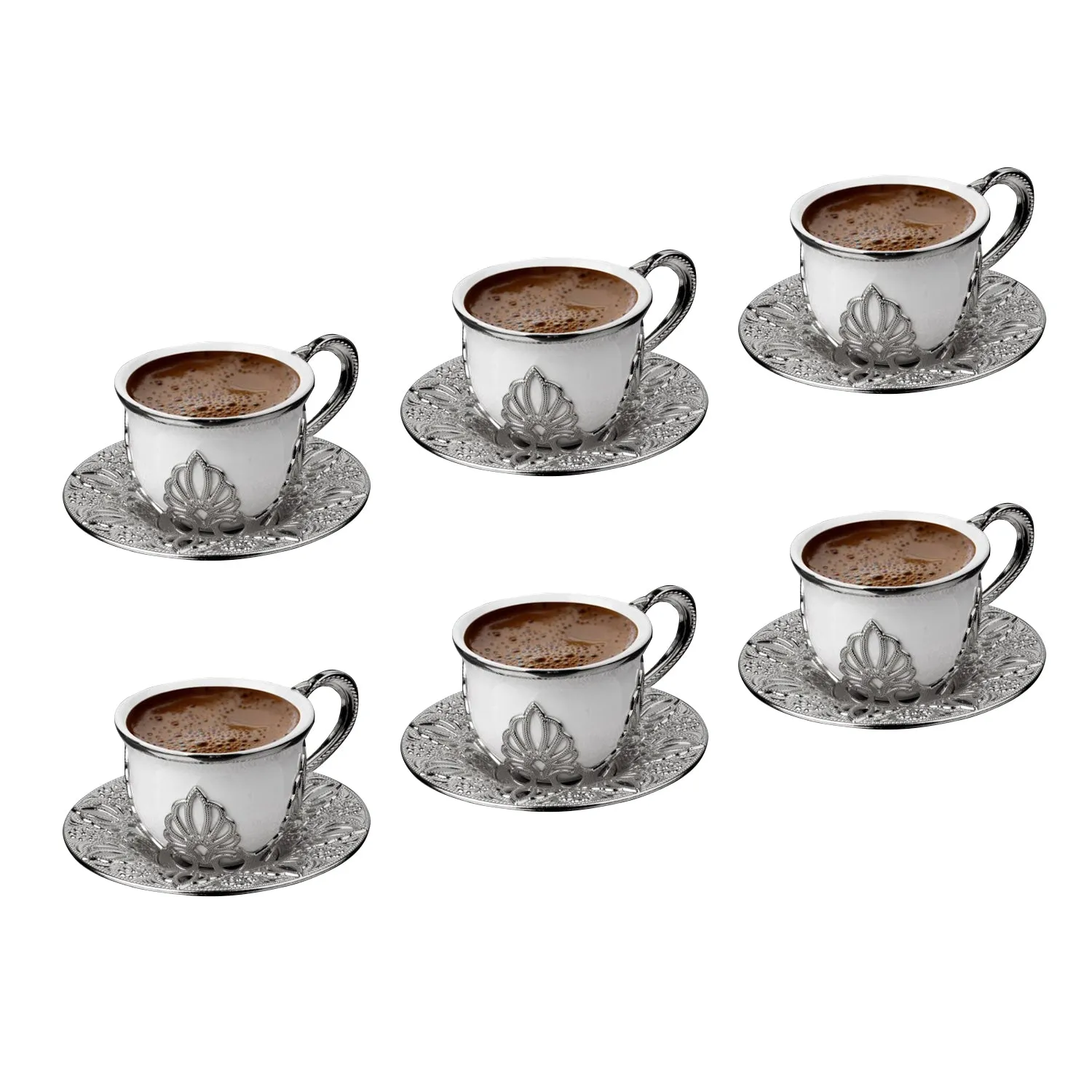 Coffee Cup Set for 6 People, 18-Piece Handmade Cups and Saucers, 2.7 Oz