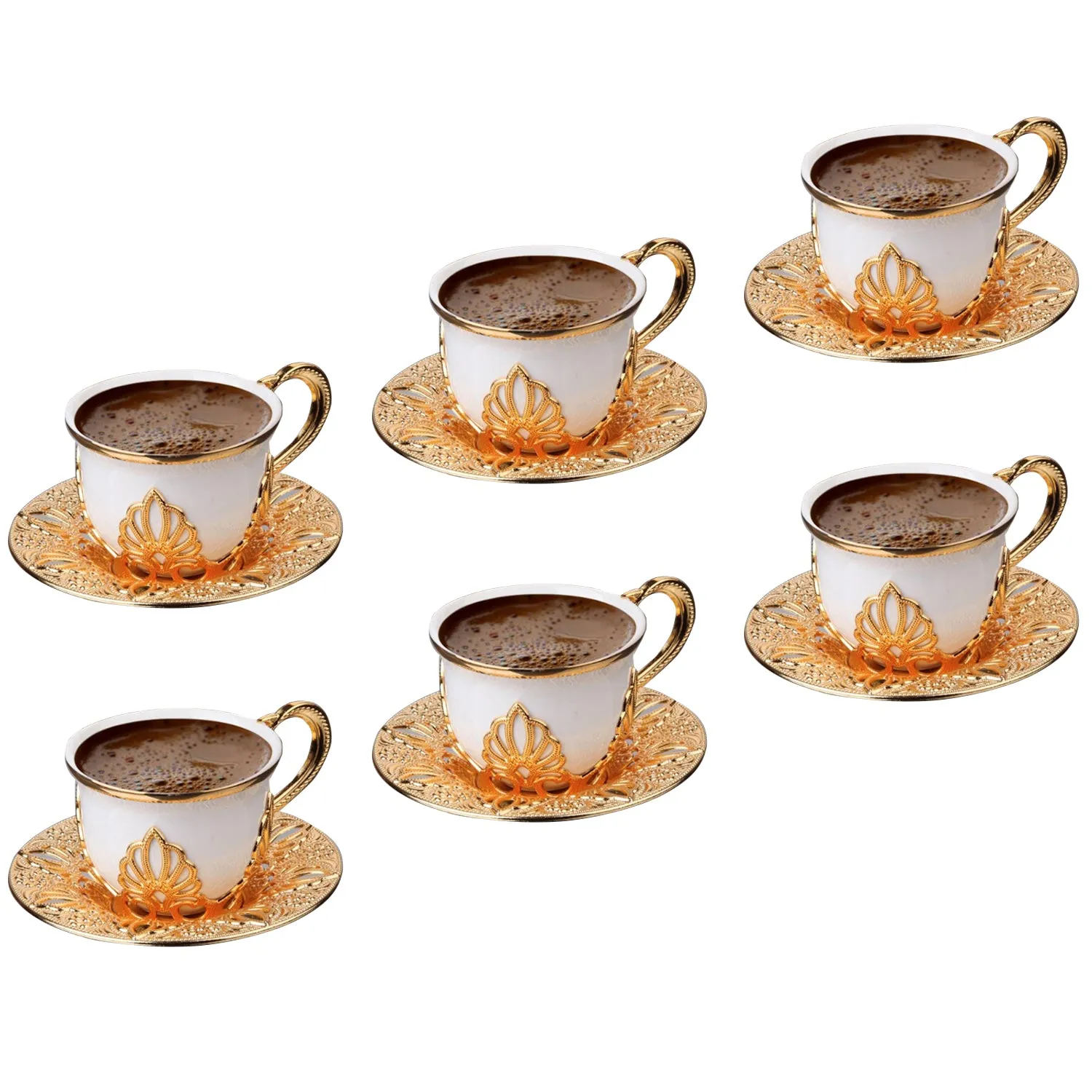 Coffee Cup Set for 6 People, 18-Piece Handmade Cups and Saucers, 2.7 Oz