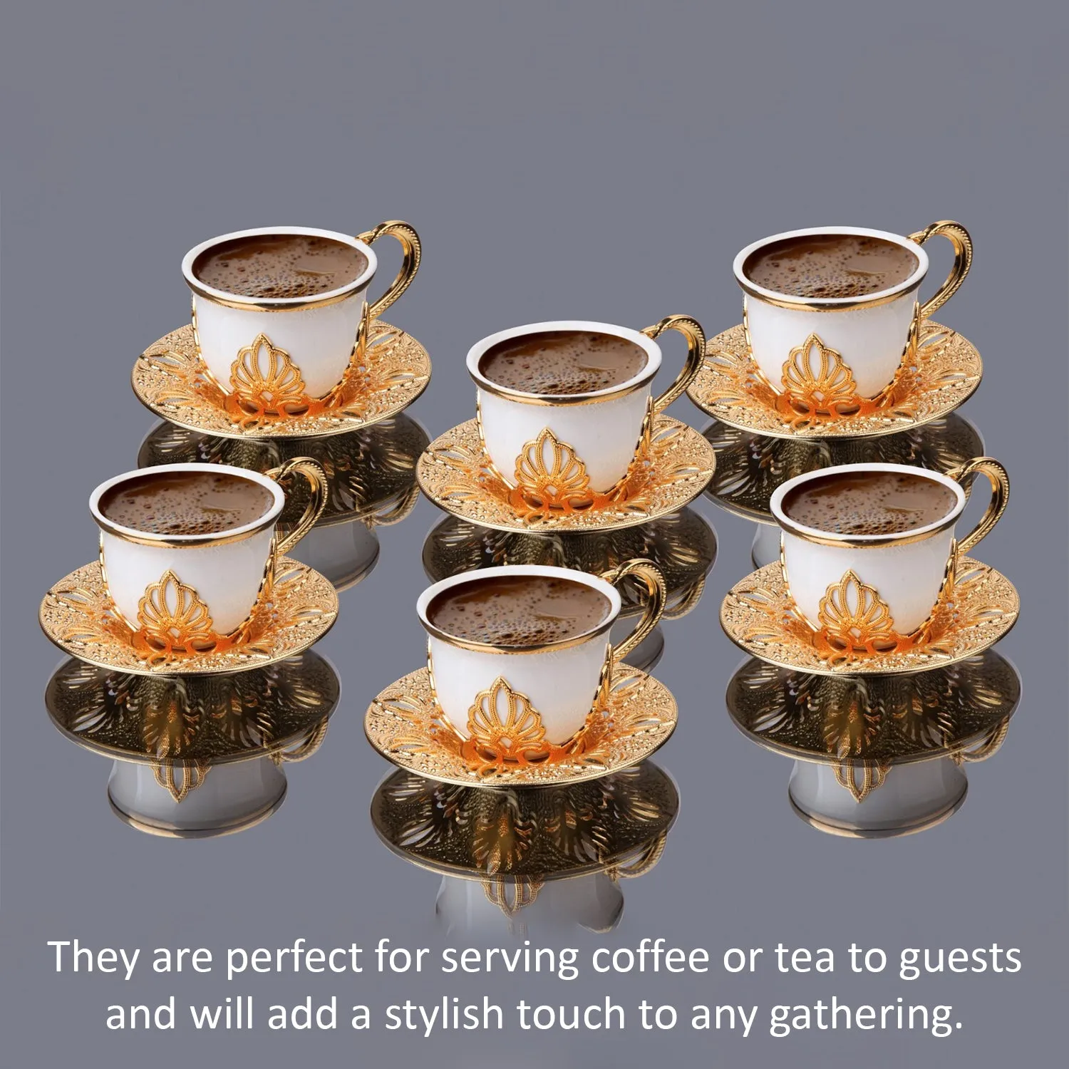 Coffee Cup Set for 6 People, 18-Piece Handmade Cups and Saucers, 2.7 Oz