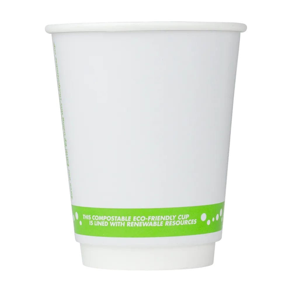 Compostable Insulated Coffee Cups - 8oz Eco-Friendly Insulated Paper Hot Cups - One Cup, One Earth (80mm) - 500 ct