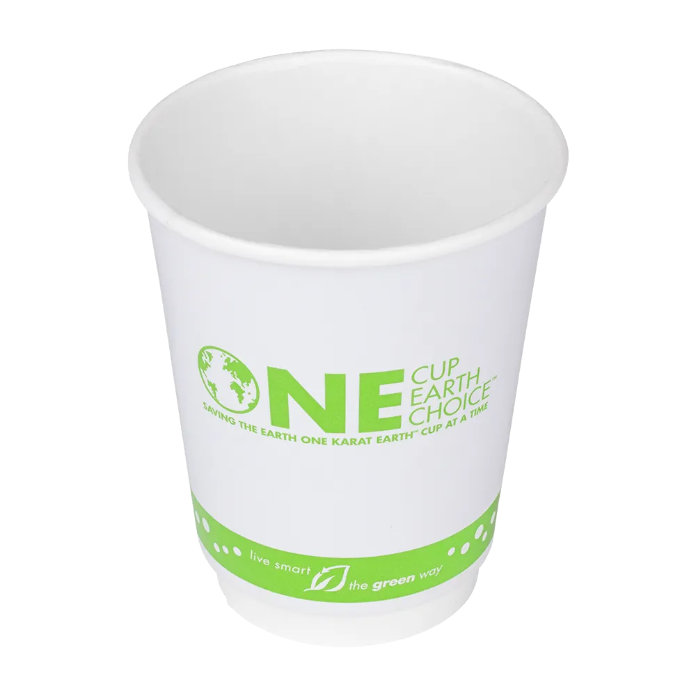 Compostable Insulated Coffee Cups - 8oz Eco-Friendly Insulated Paper Hot Cups - One Cup, One Earth (80mm) - 500 ct