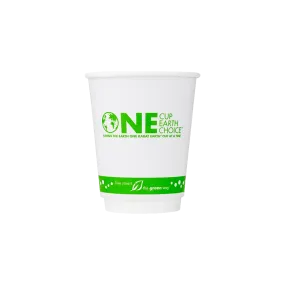 Compostable Insulated Coffee Cups - 8oz Eco-Friendly Insulated Paper Hot Cups - One Cup, One Earth (80mm) - 500 ct