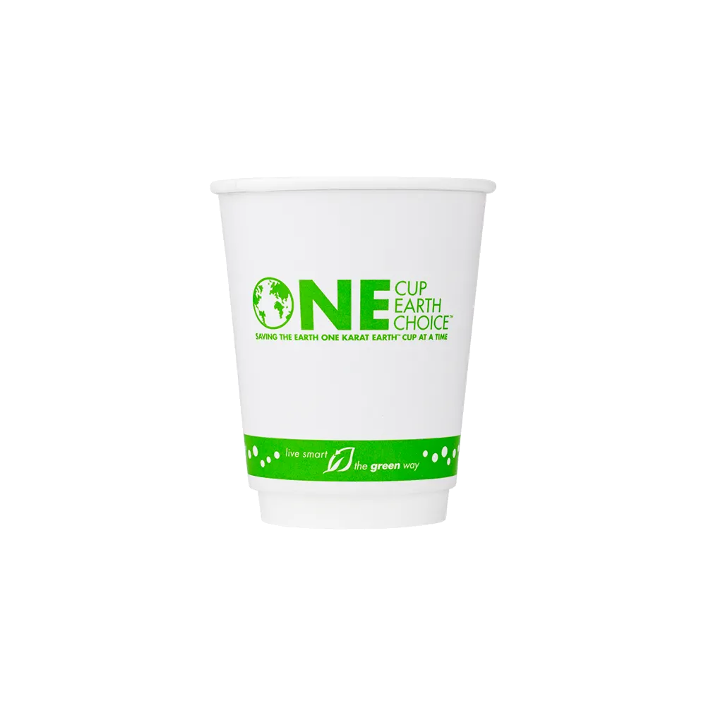 Compostable Insulated Coffee Cups - 8oz Eco-Friendly Insulated Paper Hot Cups - One Cup, One Earth (80mm) - 500 ct