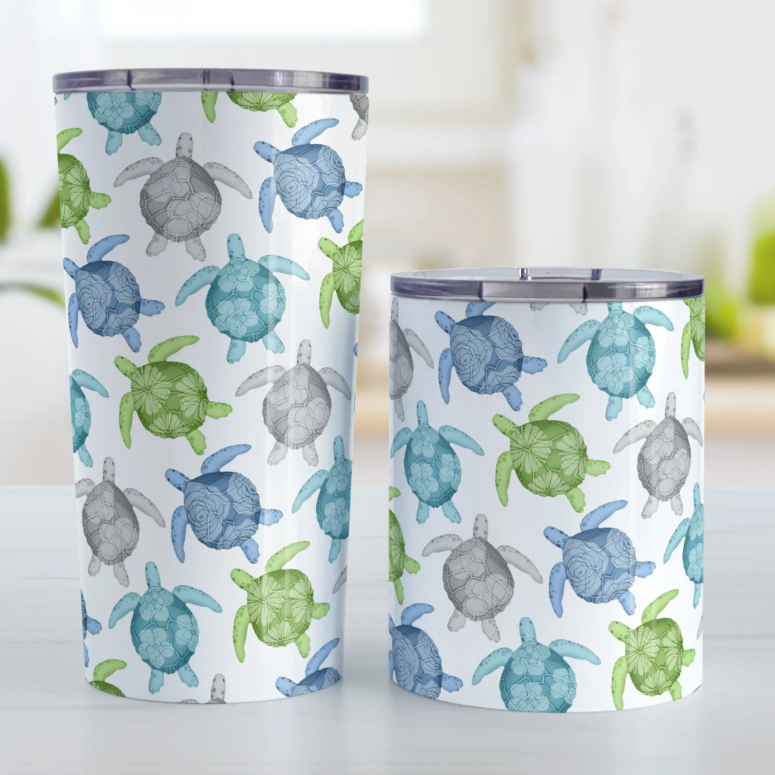 Cool Sea Turtles Pattern Tumbler Cup