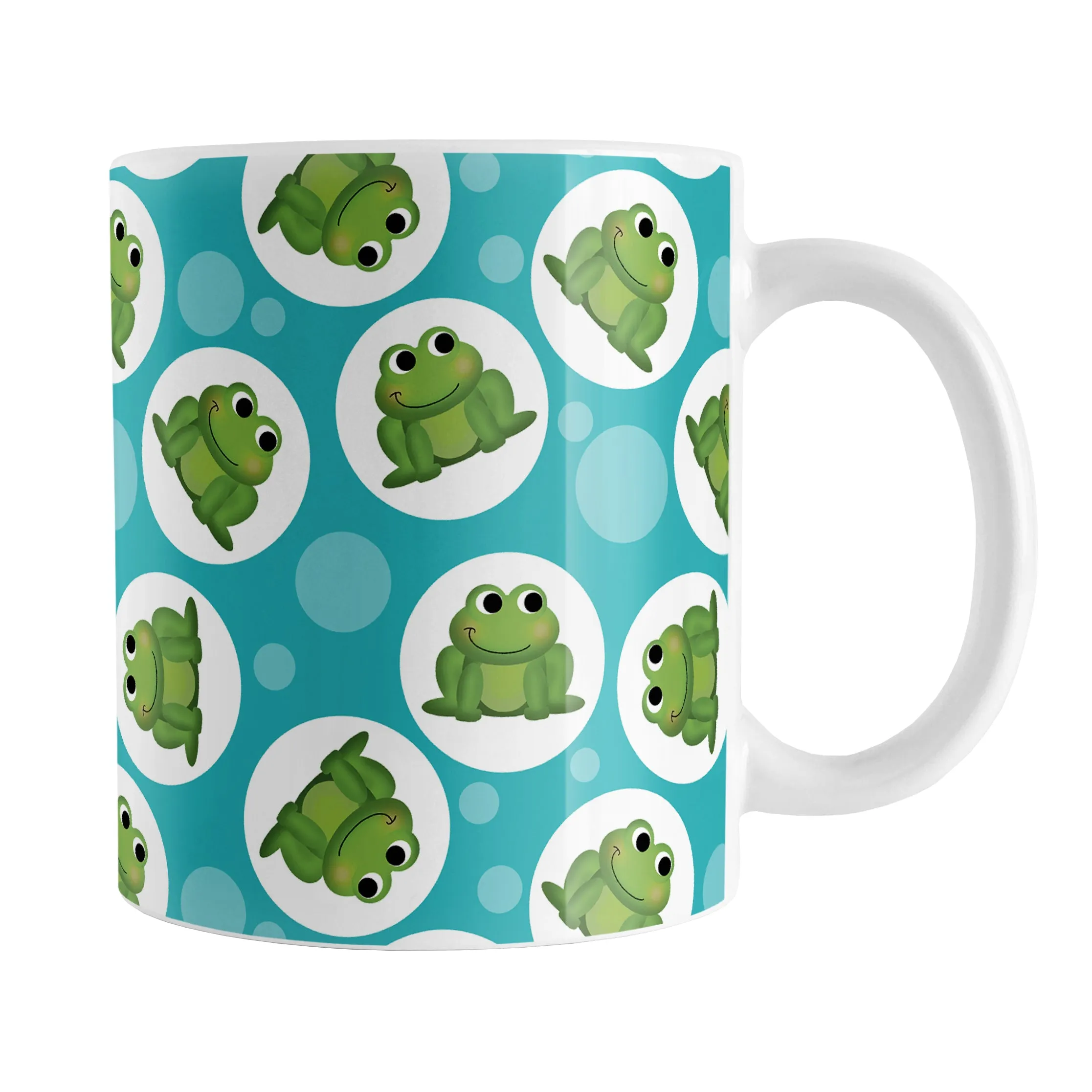 Cute Turquoise Frog Pattern Mug