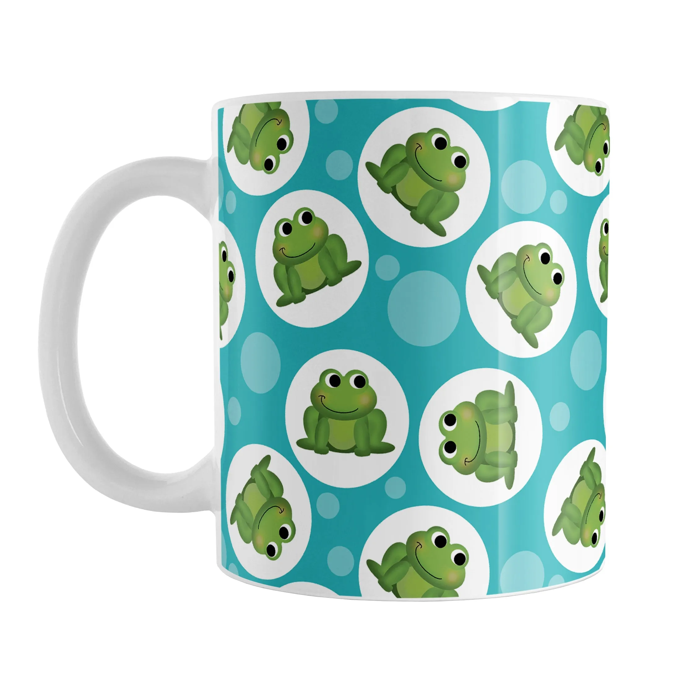 Cute Turquoise Frog Pattern Mug