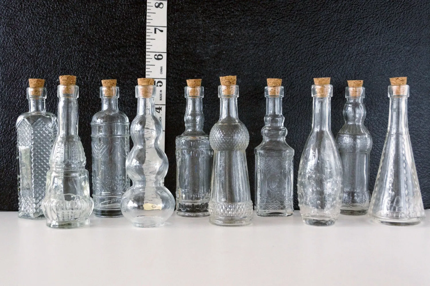 Decorative Clear Glass Bottles with Corks, 5" tall (Set of 10)