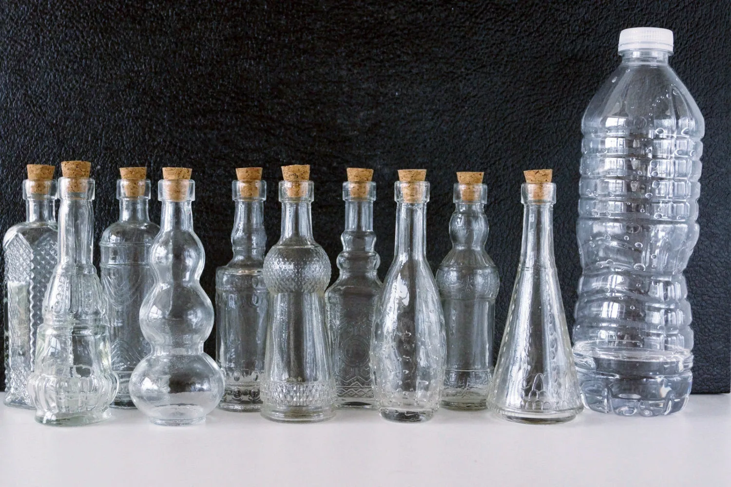 Decorative Clear Glass Bottles with Corks, 5" tall (Set of 10)