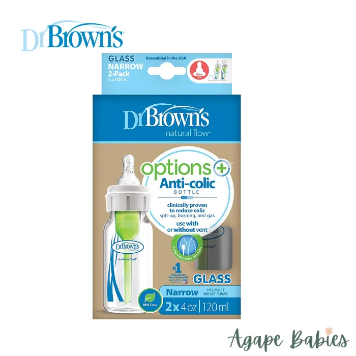 Dr Brown's 4 Oz/120 Ml Narrow Glass Options  Bottle (2-Pack)