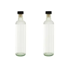 Ellementry Frosty Glass Bottle with Cork (750 ML) | Water and Milk Bottle for Fridge | Clear and Transparent Bottles for Home and Office | BPA Free | Stylish and Premium Wine Bottle- Set of 2