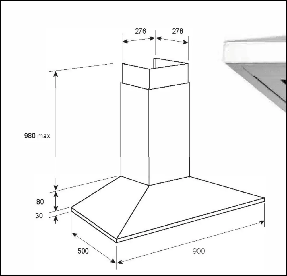 Emilia HUSH EMHUSH90C 90cm Low Profile Canopy Rangehood