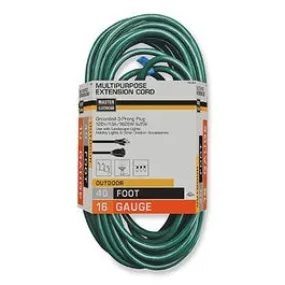 Extension Cord, 16/3, Green Vinyl, 40-Ft.