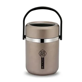 FABOBJECTS® Stainless Steel Vacuum Insulated Food Jar Long Time Insulation Portable Pot Thermos Container 1.8L Large capacity with 2 Food Trays