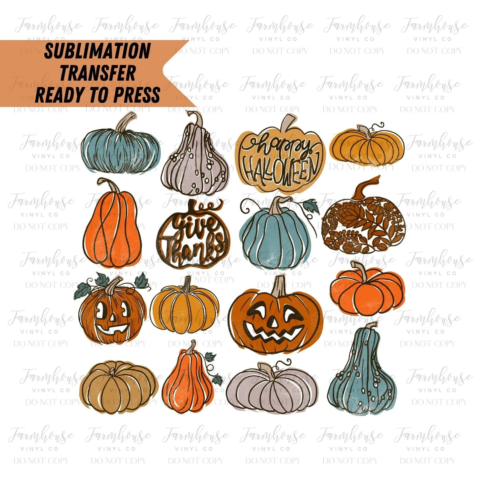 Fall Pumpkins Sublimation Design, Pumpkin Designs, Ready To Press, Sublimation, Transfer Ready Press, Halloween Fall Blessed Heat Transfer