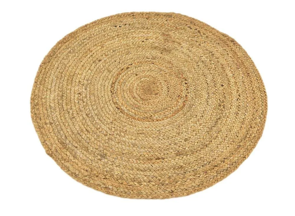 Fernish Decor Jute Round Rug - Braided Reversible Rug for Living Room Bedroom (Beige, 3 Feet / 90 CM, Round)