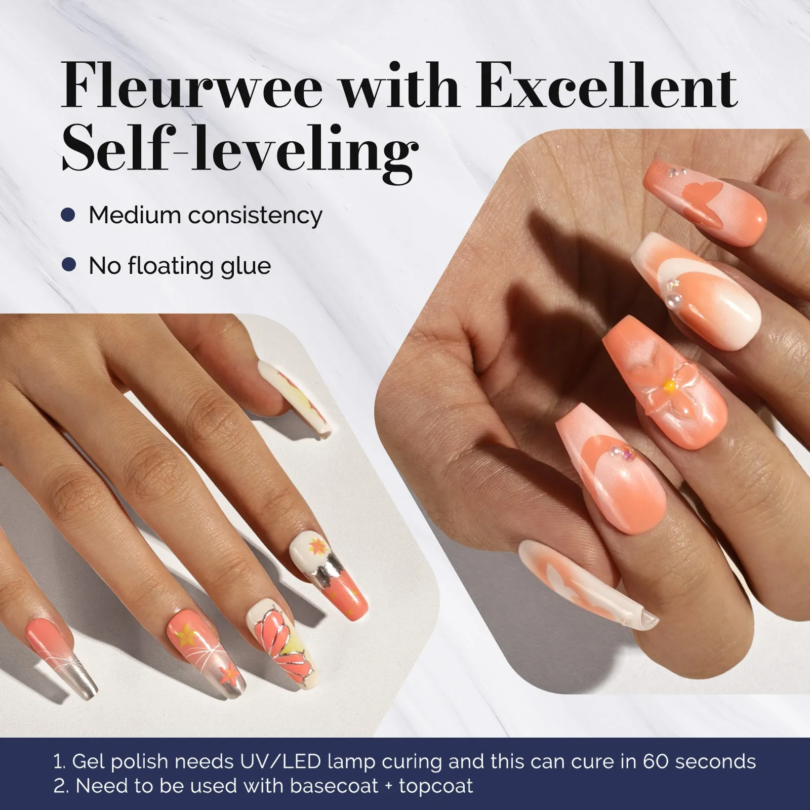 Fleurwee Gel Nail Polish Plant-based 0.5 fl oz/15ml - P46 Orange-Milkweed