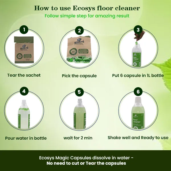 Floor Cleaner | 6 Capsules for 1 litre Concentrate | Kids and Pet Safe | Non Toxic