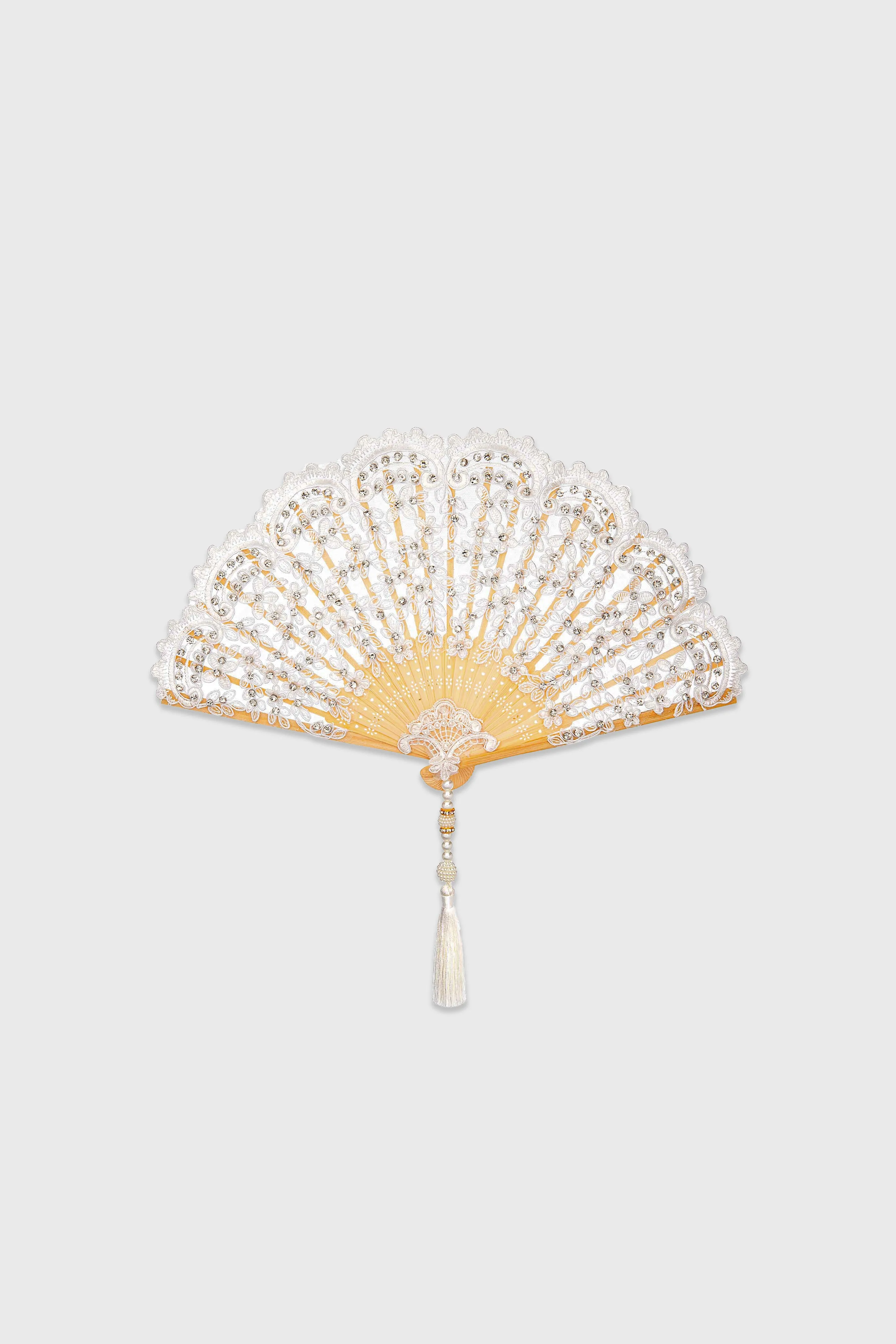 Floral Non-Foldable Tassel Fan