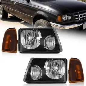 For 2001-2011 Ford Ranger Headlights (Black)