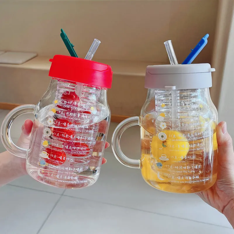 Fruitful Water on The Go Glass Cups w/ Straws - 800 ml