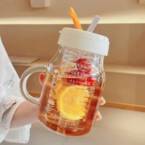 Fruitful Water on The Go Glass Cups w/ Straws - 800 ml