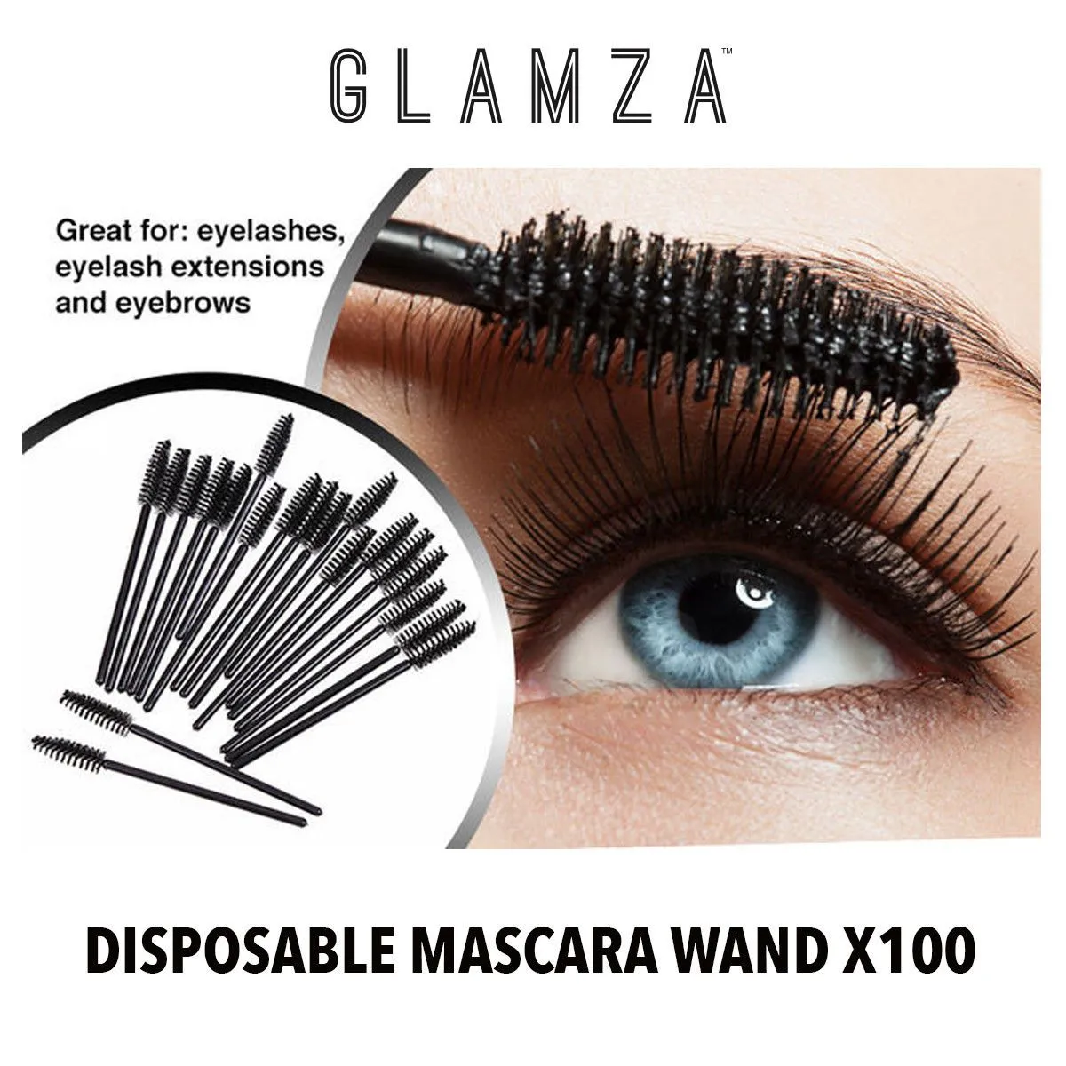 Glamza Disposable Mascara Wands - Pack of 100 with Free UK Postage