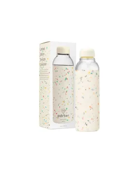 Glass Water Bottle Terrazzo Cream