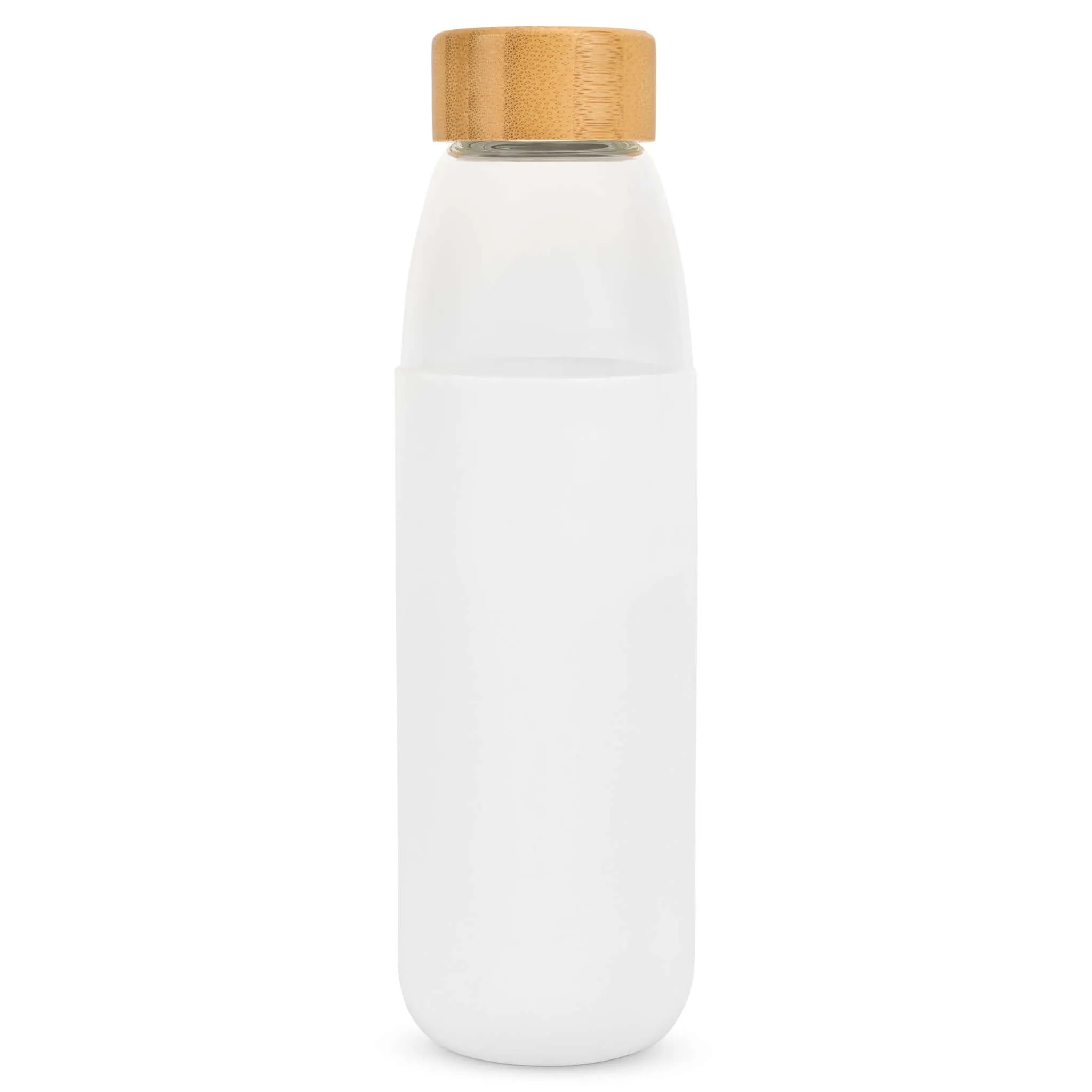 Glass Water Bottle with Bamboo Lid & Coloured Silicone Sleeve 540ml Assorted Colours BPA FREE