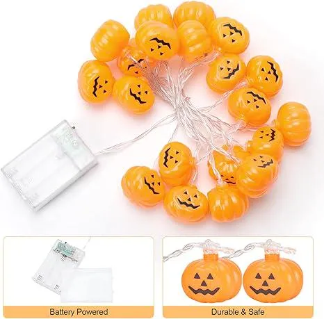 Halloween Decoration Lights,Orange Fairy Lights, Halloween Pumpkin String Lights 3 Metres 20 Pieces for Room Garden Decoration