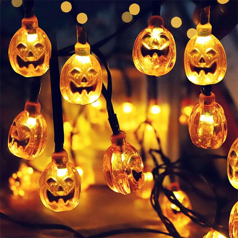 Halloween Pumpkin Ghost Skeletons Bat Spider Led Light String Festival Bar Home Party