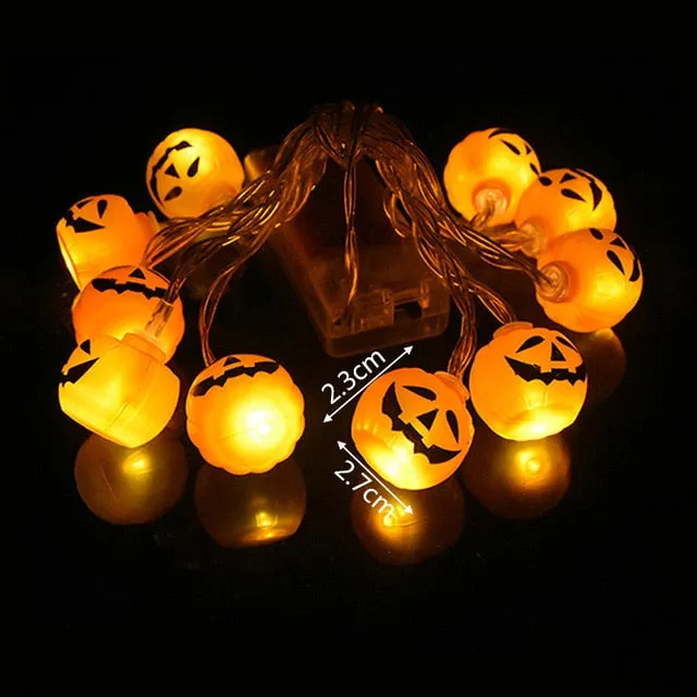 Halloween Pumpkin Ghost Skeletons Bat Spider Led Light String Festival Bar Home Party