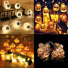 Halloween Pumpkin Ghost Skeletons Bat Spider Led Light String Festival Bar Home Party