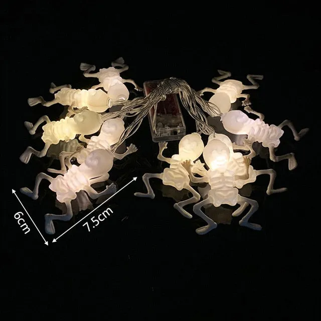 Halloween Pumpkin Ghost Skeletons Bat Spider Led Light String Festival Bar Home Party