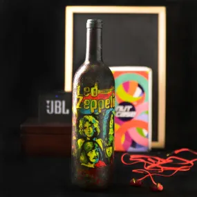 Hand Painted Led Zeppeli Glass Bottle