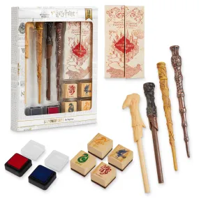 Harry Potter Gifts Wand Pen Set of 4 Stationery Supplies, Map, Stamp Kit and Ink Set