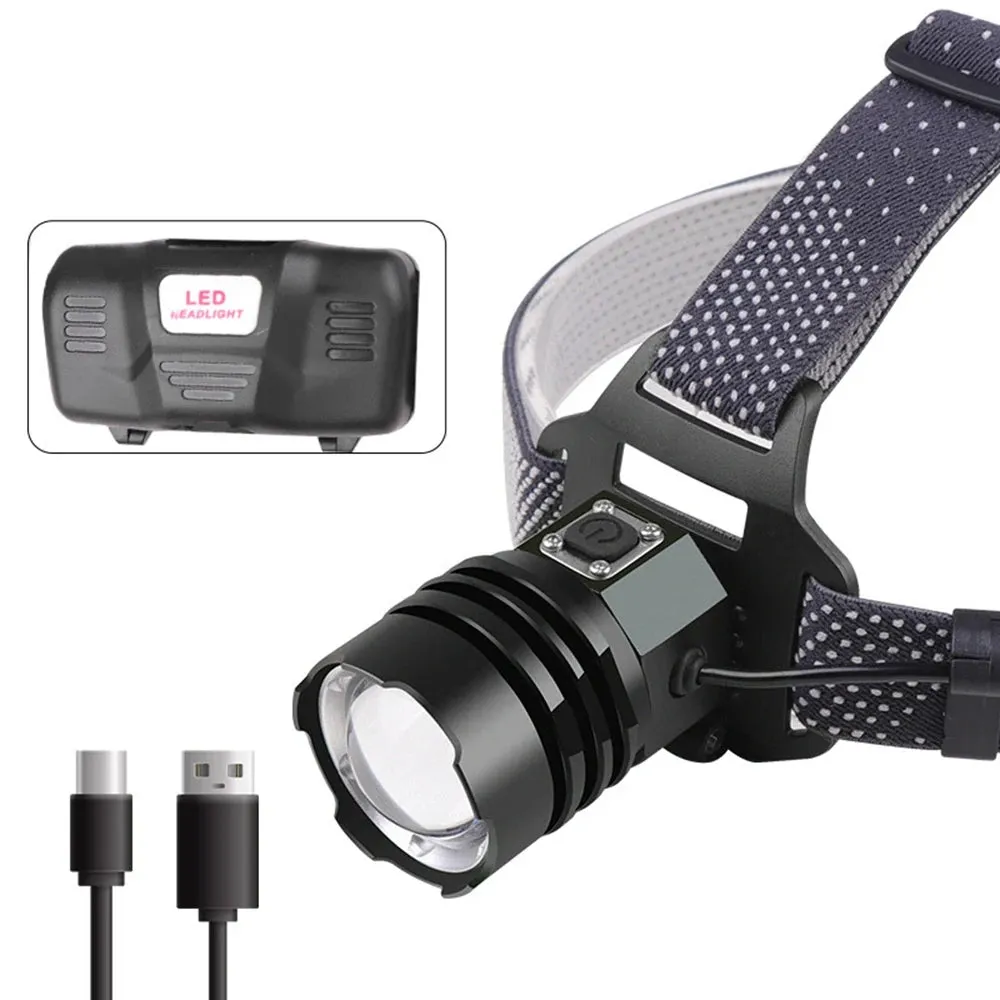 Headlamp USB Rechargeable Head Lamp P160/P50 Headlight with 4 Modes and Adjustable Headband for Camping Hiking Outdoors Hunting