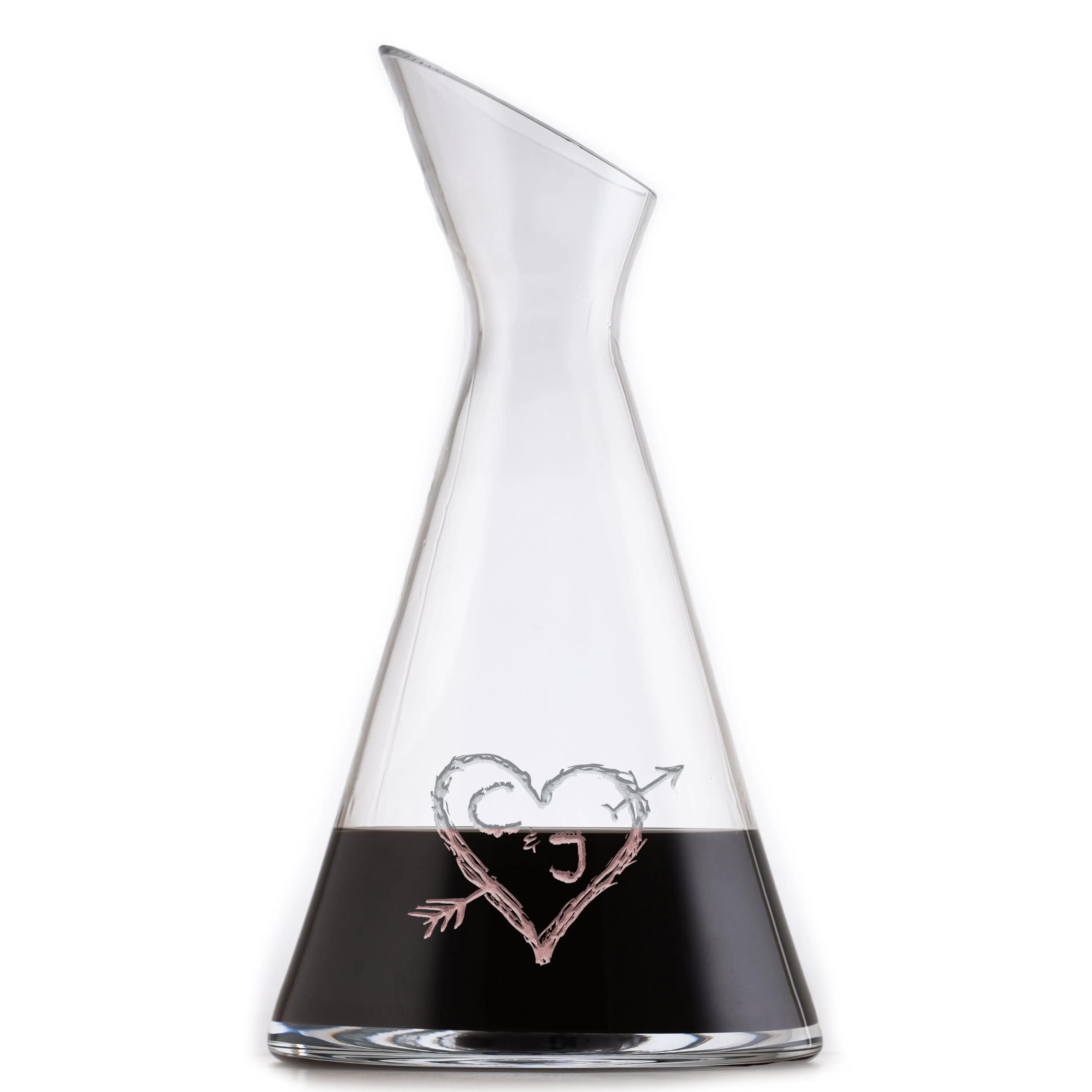 Heart and Arrow Slant Wine Carafe Decanter