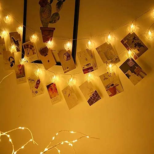 Heart Shape Photo Clip 16 LED, 3 Meter Length, Decoration for Home