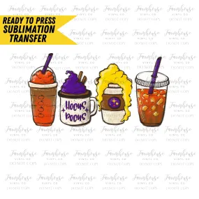 Hocus Pocus Coffee Latte, Ready to Press Transfer, pumpkin spice latte iced autumn orange, Warm Cozy, Sublimation Transfer, Graphic Design