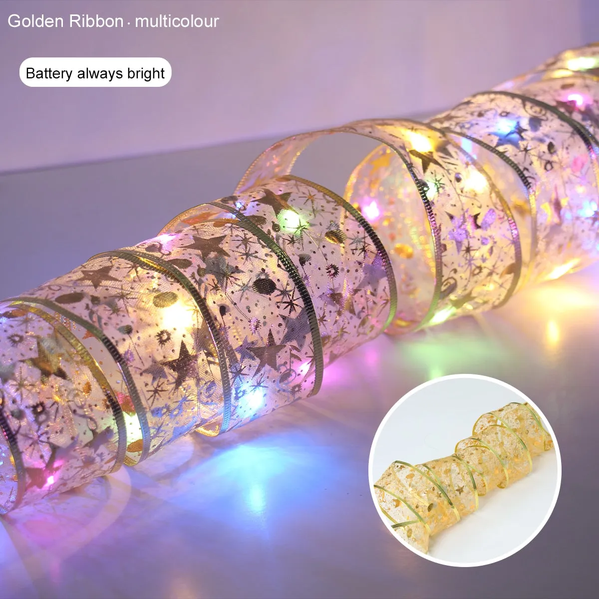 Holiday LED String Light Decor Ribbons