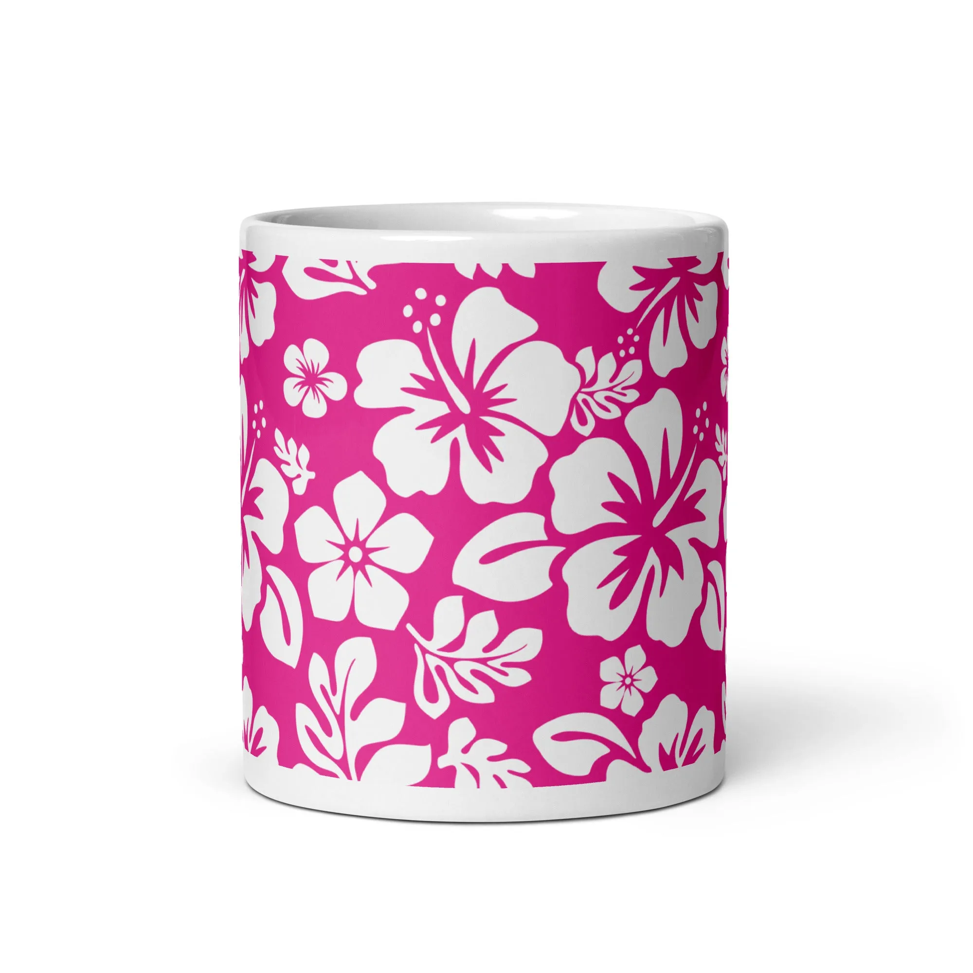 Hot Pink and White Hawaiian Flowers Coffee Mug