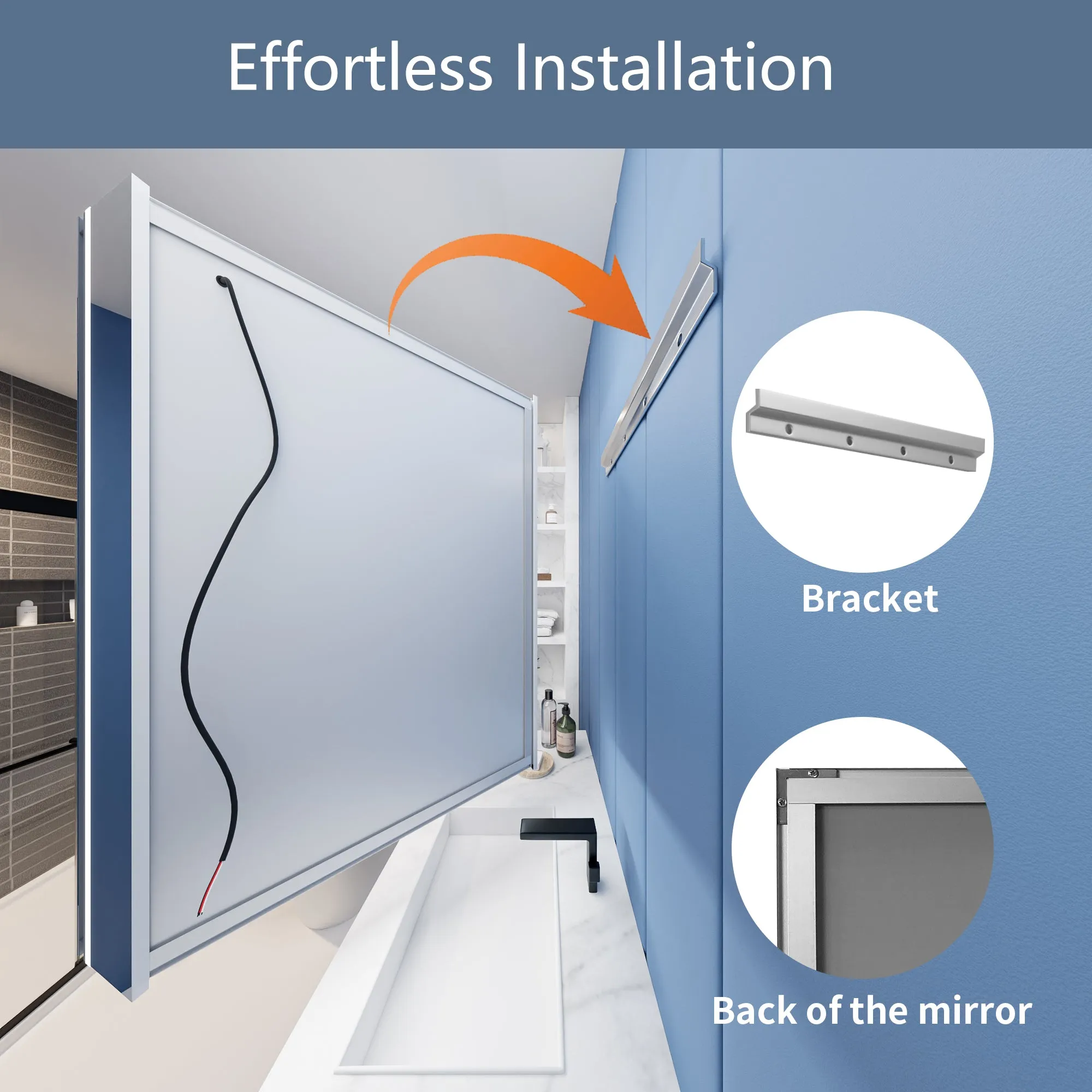 Illusion-B 24" x 36" LED Lighted Inset Mirrored Medicine Cabinet with Magnifiers Front and Back Light