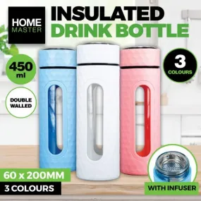 Insulated Travel Bottle With Infuser Glass - 450ml